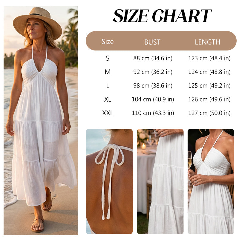 🔥😍Rochie maxi cu gât halter, fără spate și în straturi🏖️-5
