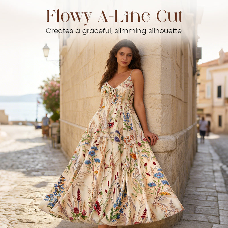 👗 Reducere de 50%! 🌸 Fustă lungă romantică, până la genunchi, în mărime mare, cu imprimeu floral și bretele subțiri — confortabilă, cu o croială care pune în valoare silueta, alegerea perfectă pentru vară și ocazii speciale 🎀-1
