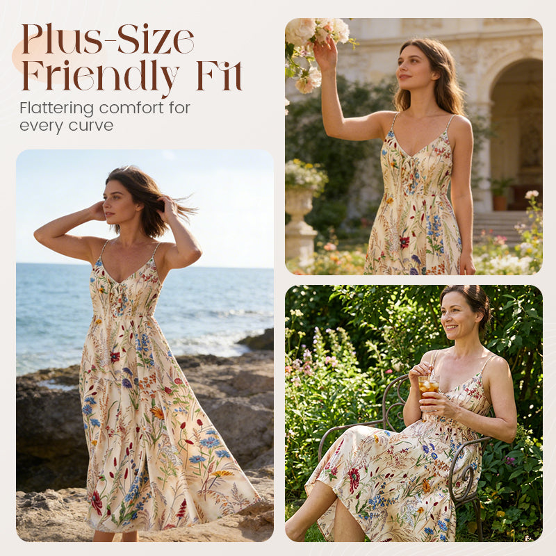 👗 Reducere de 50%! 🌸 Fustă lungă romantică, până la genunchi, în mărime mare, cu imprimeu floral și bretele subțiri — confortabilă, cu o croială care pune în valoare silueta, alegerea perfectă pentru vară și ocazii speciale 🎀-2