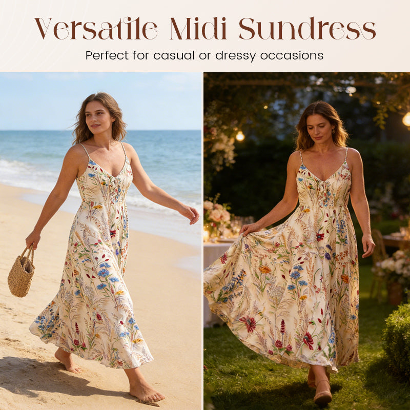 👗 Reducere de 50%! 🌸 Fustă lungă romantică, până la genunchi, în mărime mare, cu imprimeu floral și bretele subțiri — confortabilă, cu o croială care pune în valoare silueta, alegerea perfectă pentru vară și ocazii speciale 🎀-3