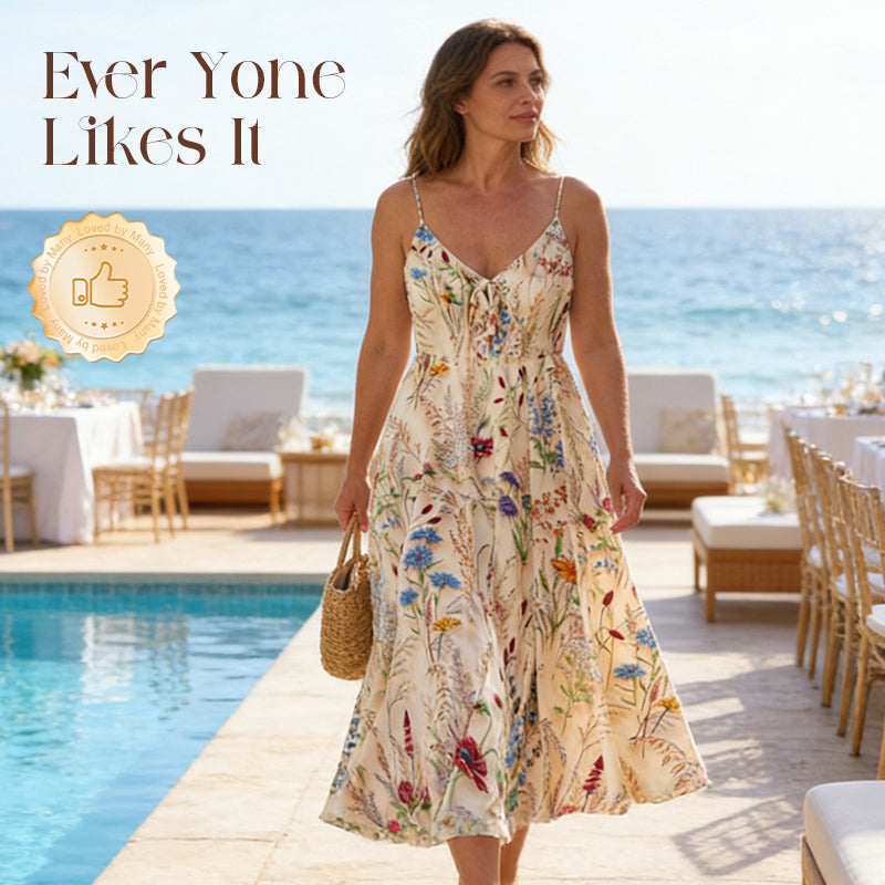 👗 Reducere de 50%! 🌸 Fustă lungă romantică, până la genunchi, în mărime mare, cu imprimeu floral și bretele subțiri — confortabilă, cu o croială care pune în valoare silueta, alegerea perfectă pentru vară și ocazii speciale 🎀-4