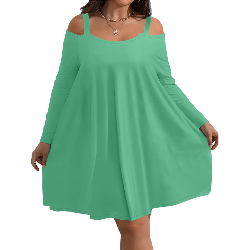 🎁 Ofertă specială pentru produse noi: reducere de 50%👗Rochie pentru femei cu umeri decupați, mâneci lungi și croi în A🔥-1