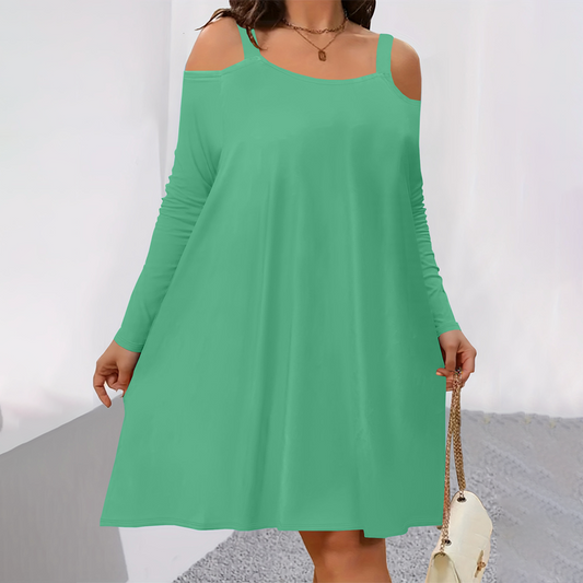 🎁 Ofertă specială pentru produse noi: reducere de 50%👗Rochie pentru femei cu umeri decupați, mâneci lungi și croi în A🔥