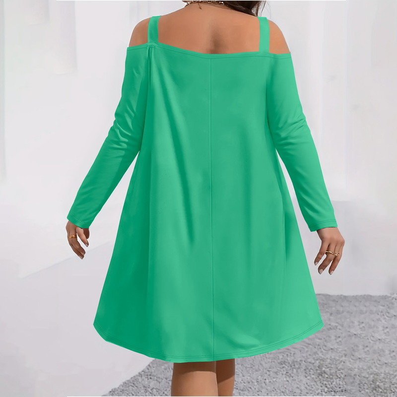 🎁 Ofertă specială pentru produse noi: reducere de 50%👗Rochie pentru femei cu umeri decupați, mâneci lungi și croi în A🔥-4