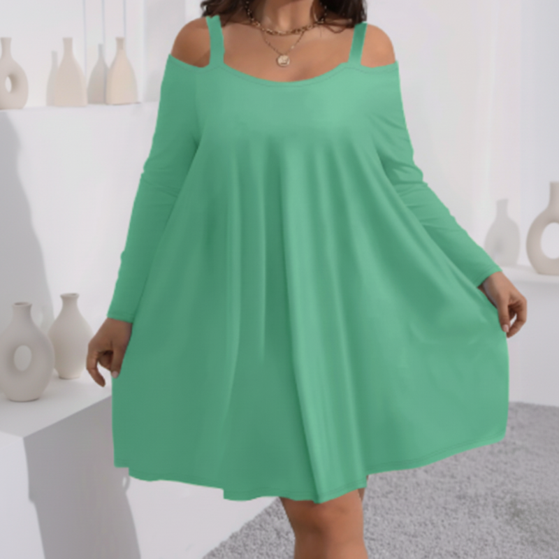 🎁 Ofertă specială pentru produse noi: reducere de 50%👗Rochie pentru femei cu umeri decupați, mâneci lungi și croi în A🔥-2
