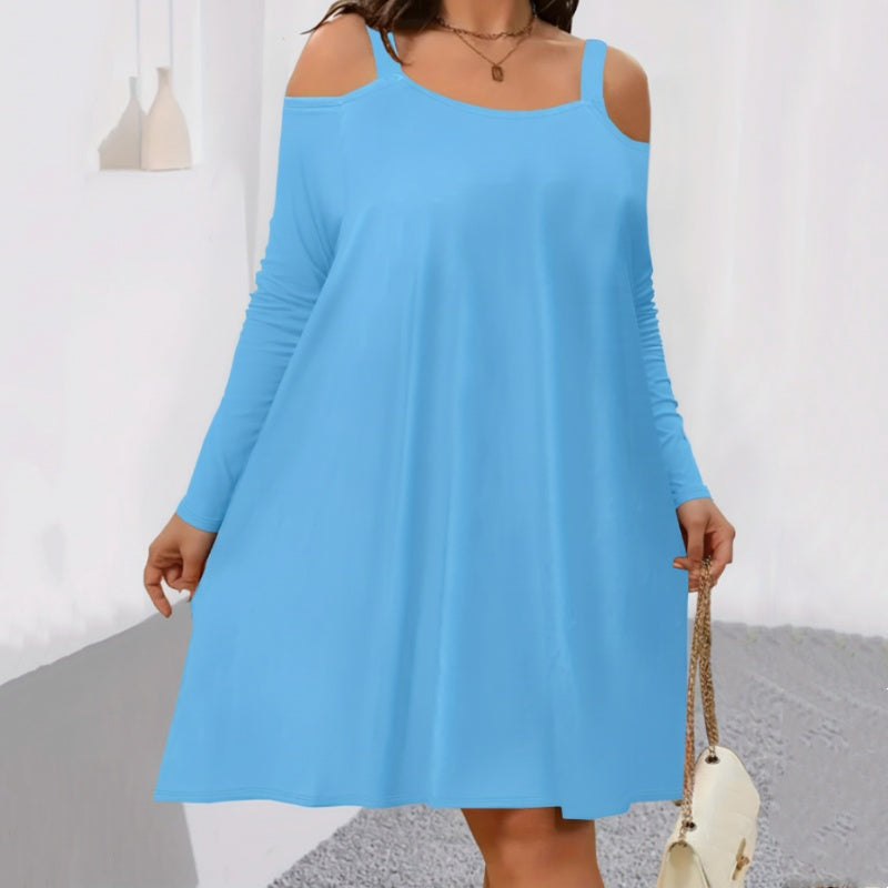 🎁 Ofertă specială pentru produse noi: reducere de 50%👗Rochie pentru femei cu umeri decupați, mâneci lungi și croi în A🔥-6