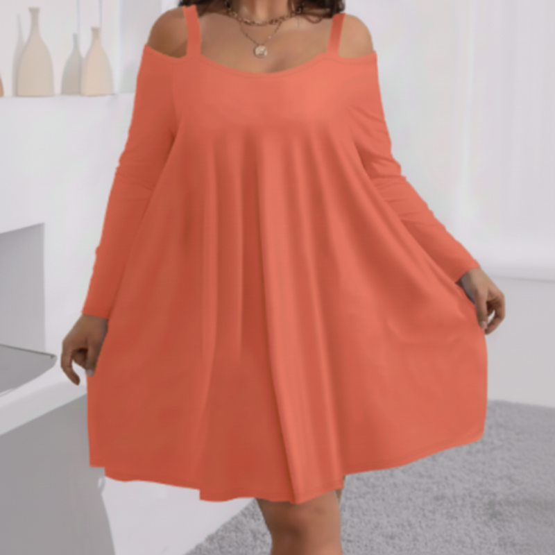 🎁 Ofertă specială pentru produse noi: reducere de 50%👗Rochie pentru femei cu umeri decupați, mâneci lungi și croi în A🔥-8