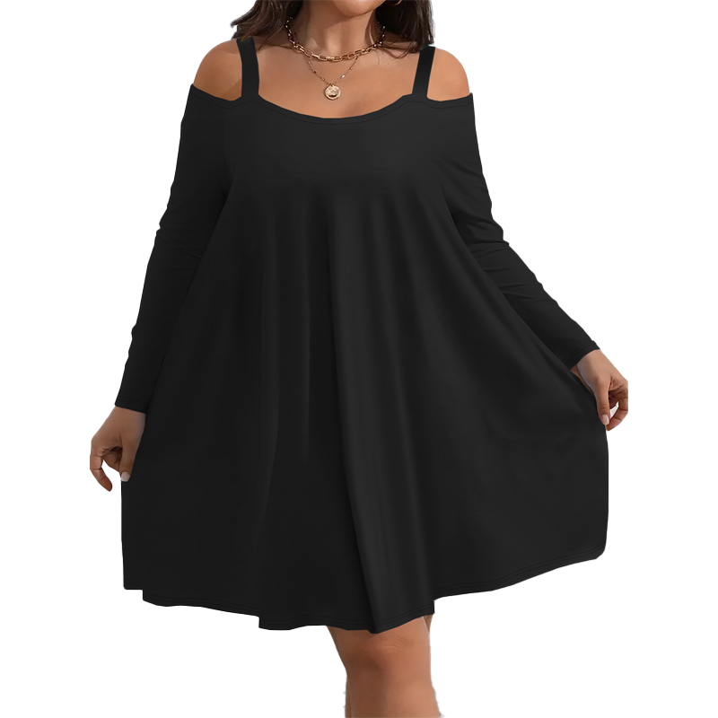 🎁 Ofertă specială pentru produse noi: reducere de 50%👗Rochie pentru femei cu umeri decupați, mâneci lungi și croi în A🔥-9
