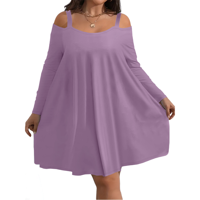 🎁 Ofertă specială pentru produse noi: reducere de 50%👗Rochie pentru femei cu umeri decupați, mâneci lungi și croi în A🔥-12