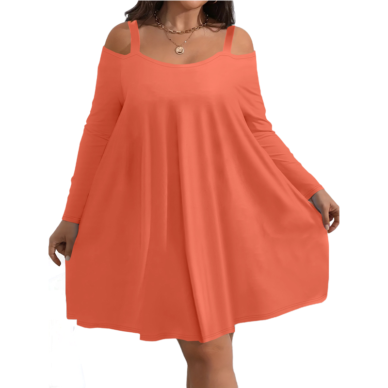 🎁 Ofertă specială pentru produse noi: reducere de 50%👗Rochie pentru femei cu umeri decupați, mâneci lungi și croi în A🔥-10