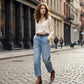 👖  Blugi cropped pentru femei – talie înaltă, croi larg, stil vintage ✨