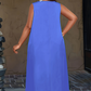 🌿Rochie largă, personalizată, care ascunde silueta, mărimi mari【XL-6XL】👗Rochie maxi casual fără mâneci pentru femei, cu buzunare-2