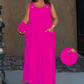 🌿Rochie largă, personalizată, care ascunde silueta, mărimi mari【XL-6XL】👗Rochie maxi casual fără mâneci pentru femei, cu buzunare-10