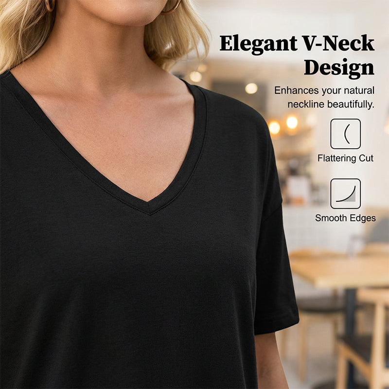 🔥👕Bluză pentru femei cu mâneci scurte, decolteu în V și tiv în stil patchwork-2