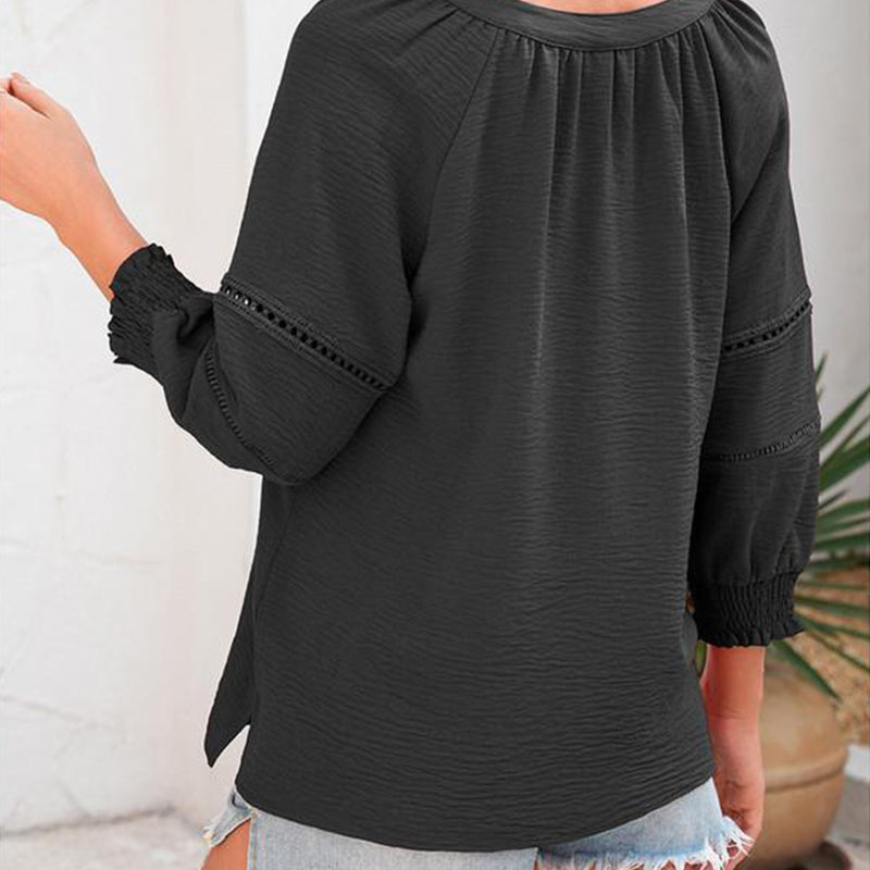 💥👕Bluză casual pentru femei, cu decolteu în V și mâneci largi-4
