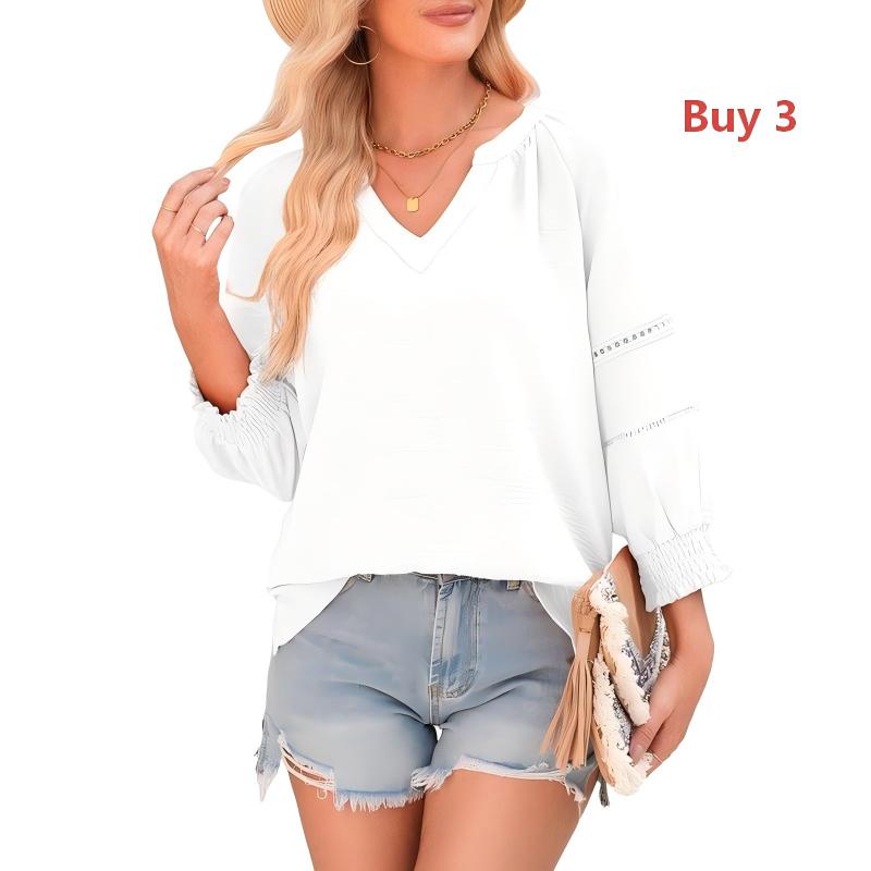 💥👕Bluză casual pentru femei, cu decolteu în V și mâneci largi-14