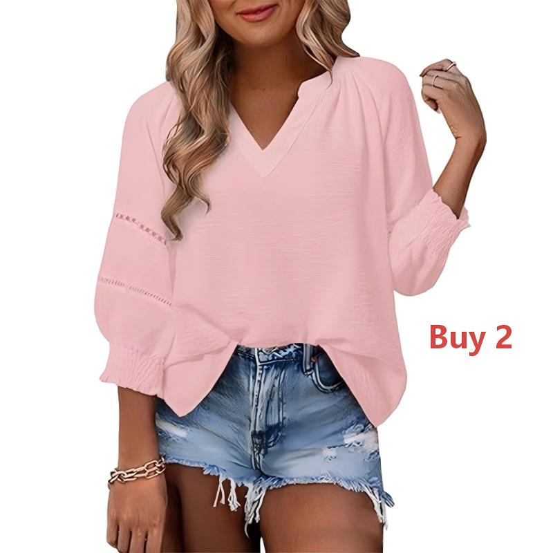 💥👕Bluză casual pentru femei, cu decolteu în V și mâneci largi-22