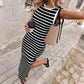 Rochie din tricot cu dungi și nervuri, fără mâneci-10