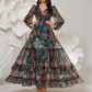🌺 50% REDUCERE ACUM! 👗 Rochie maxi cu imprimeu floral pentru femei – decolteu în V, talie empire și fustă în straturi ✨-4