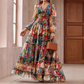 🌺 50% REDUCERE ACUM! 👗 Rochie maxi cu imprimeu floral pentru femei – decolteu în V, talie empire și fustă în straturi ✨-3