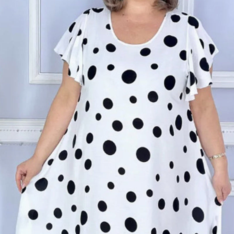 🔥【S-4XL】🌸Rochie pentru femei cu imprimeu cu buline-1