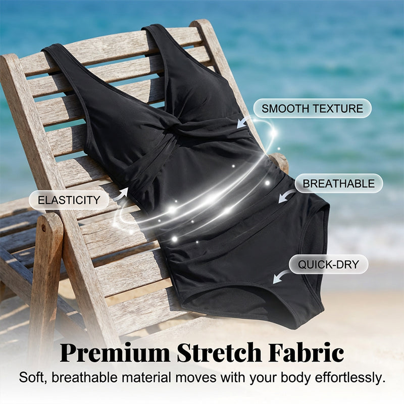 ☀️🏖️Costum de baie dintr-o singură piesă pentru femei, cu efect de modelare a taliei😍-4