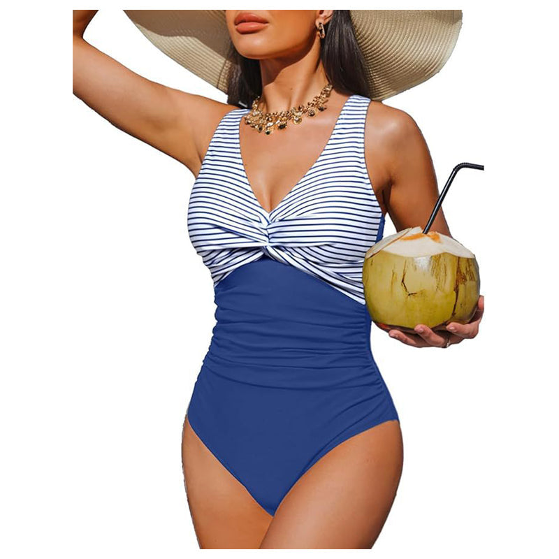 ☀️🏖️Costum de baie dintr-o singură piesă pentru femei, cu efect de modelare a taliei😍-11