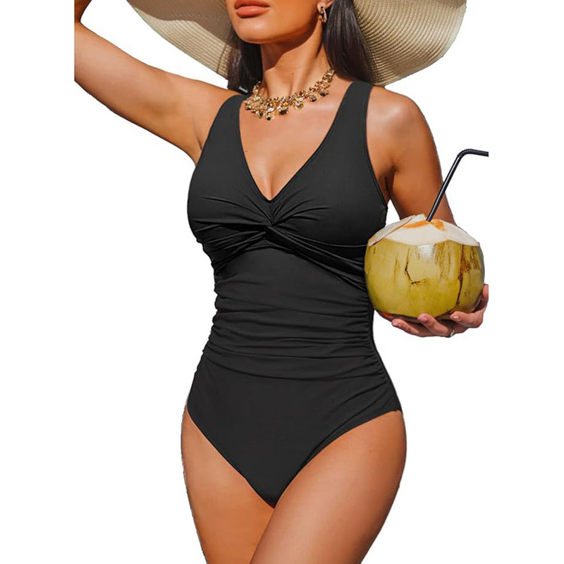 ☀️🏖️Costum de baie dintr-o singură piesă pentru femei, cu efect de modelare a taliei😍-10