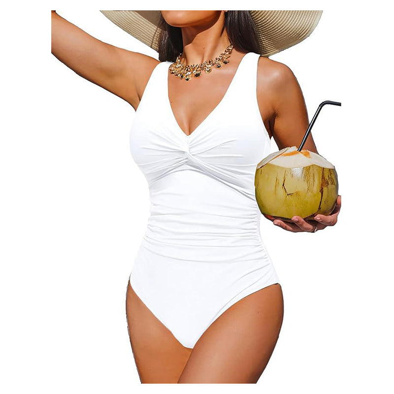 ☀️🏖️Costum de baie dintr-o singură piesă pentru femei, cu efect de modelare a taliei😍-12