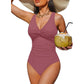 ☀️🏖️Costum de baie dintr-o singură piesă pentru femei, cu efect de modelare a taliei😍-13