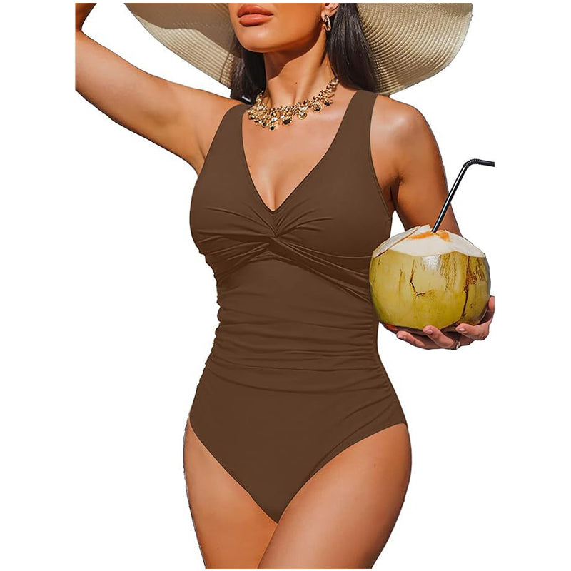 ☀️🏖️Costum de baie dintr-o singură piesă pentru femei, cu efect de modelare a taliei😍-16