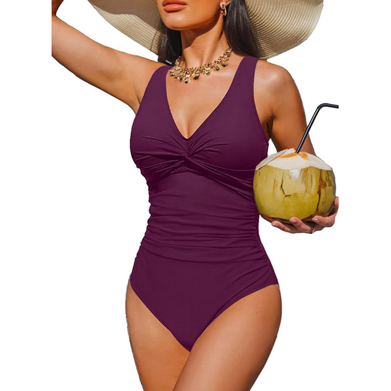 ☀️🏖️Costum de baie dintr-o singură piesă pentru femei, cu efect de modelare a taliei😍-17
