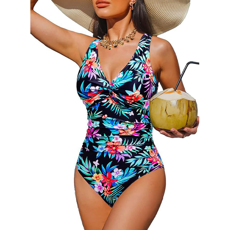 ☀️🏖️Costum de baie dintr-o singură piesă pentru femei, cu efect de modelare a taliei😍-21