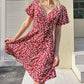 👗😍Rochie elegantă pentru femei, cu imprimeu floral, decolteu în V și mâneci scurte🏖️-2