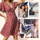 👗😍Rochie elegantă pentru femei, cu imprimeu floral, decolteu în V și mâneci scurte🏖️-6