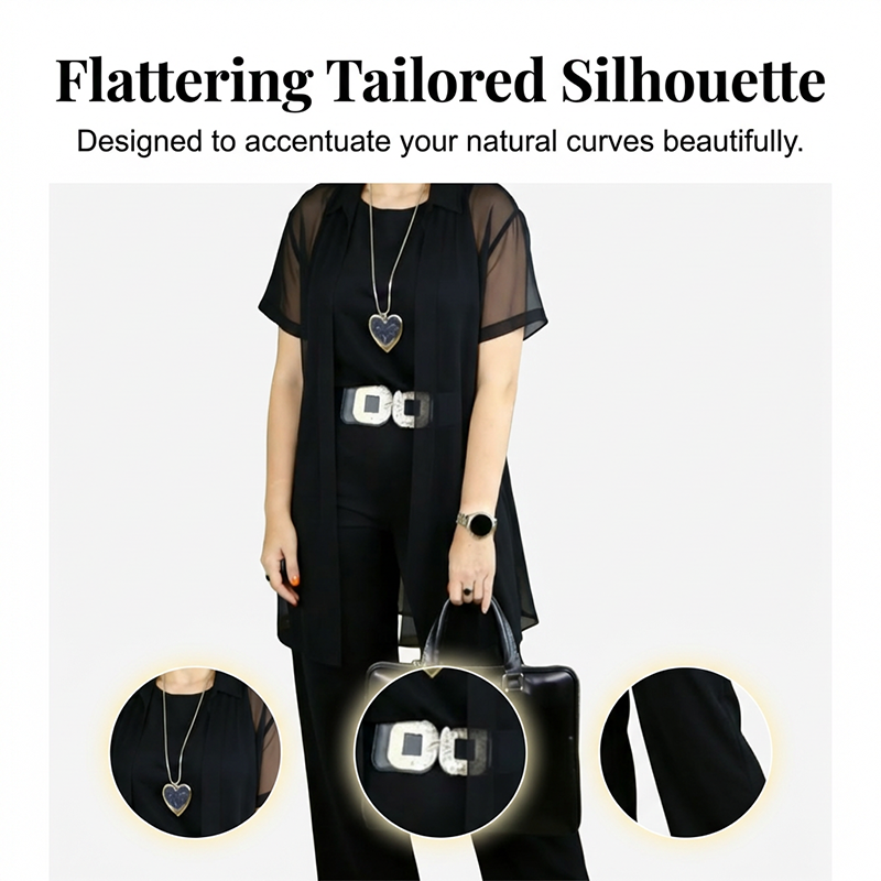 🌟Set elegant asortat, compus din vestă, pantaloni și îmbrăcăminte de exterior😍-2