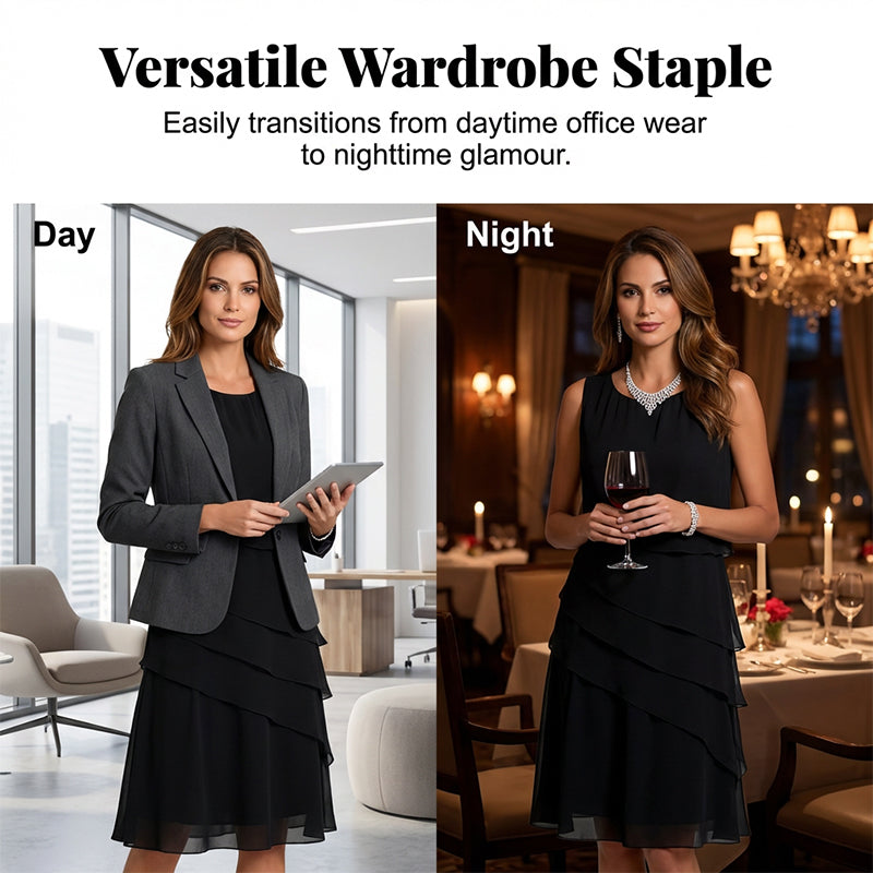 👗Noutate💟Rochie elegantă fără mâneci, cu straturi, pentru femei-4