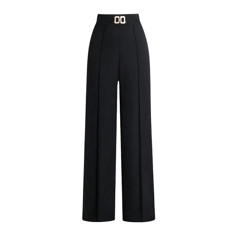 💼👖Pantaloni pentru femei cu talie înaltă și croi larg, cu cataramă⭐-1
