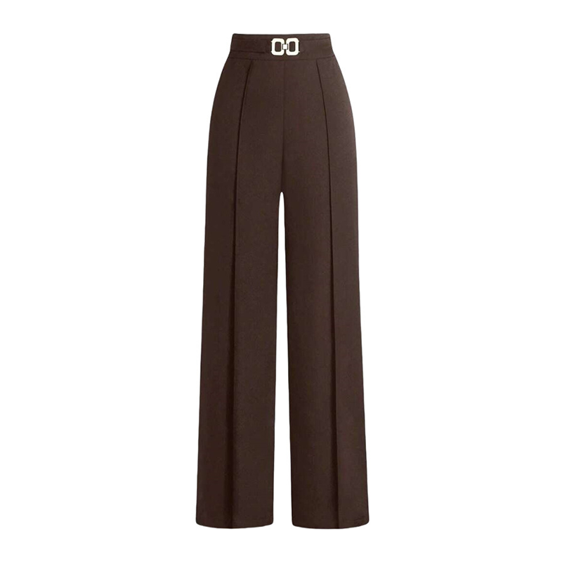 💼👖Pantaloni pentru femei cu talie înaltă și croi larg, cu cataramă⭐-10