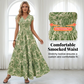 🎁Noutăți cu 50% reducere💥Rochie lungă pentru femei, cu decolteu în V, imprimeu floral și detalii smockate-3