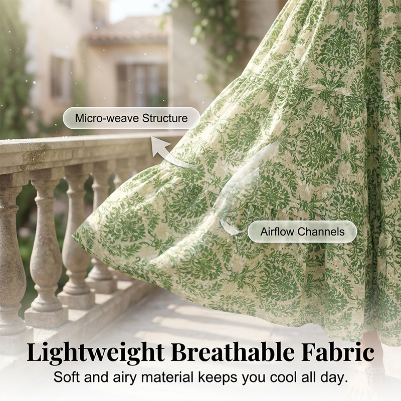 🎁Noutăți cu 50% reducere💥Rochie lungă pentru femei, cu decolteu în V, imprimeu floral și detalii smockate-5