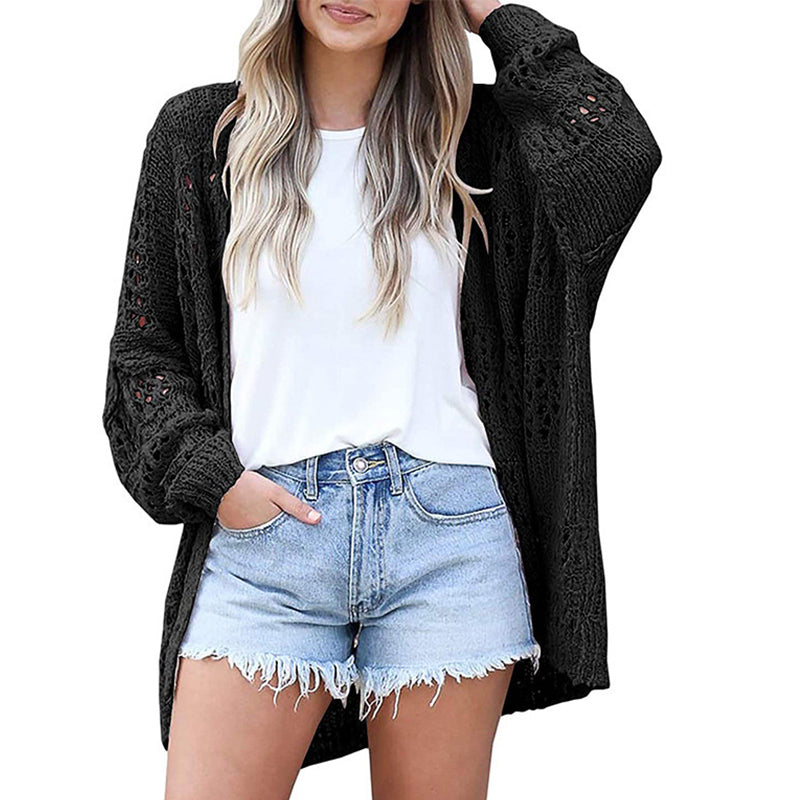 ✨ 50% REDUCERE ACUM! 🧶 Cardigan lejer pentru femei, cu deschidere în față – model boho cu textură pointelle și mâneci în formă de aripi de liliac 🍂☕-8