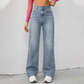 ✨👖Blugi din denim pentru femei, cu talie înaltă și croi drept💟-9