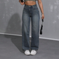 ✨👖Blugi din denim pentru femei, cu talie înaltă și croi drept💟-13