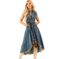 💗💹Rochie din denim fără mâneci, cu tiv asimetric😍-13