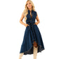 💗💹Rochie din denim fără mâneci, cu tiv asimetric😍-14