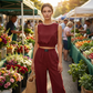 🤩✨Set din două piese pentru femei: top scurt fără mâneci și pantaloni largi💯-2