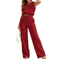 🤩✨Set din două piese pentru femei: top scurt fără mâneci și pantaloni largi💯-8