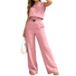 🤩✨Set din două piese pentru femei: top scurt fără mâneci și pantaloni largi💯-9