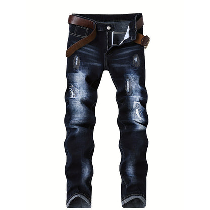 Men’s Straight Fit Distressed Denim Jeans
